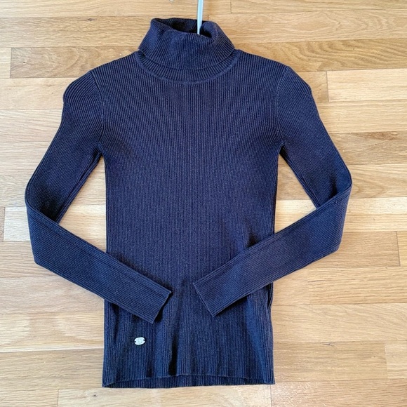 Lauren Ralph Lauren Brown Ribbed Turtleneck Sweater XS - Picture 7 of 7